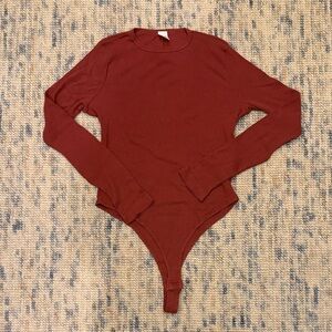 Re/Done x Hanes Brick Red Long Sleeve Bodysuit